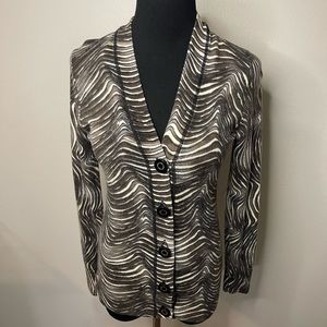 Tory Burch Zebra Print Merino Wool Cardigan *EUC*